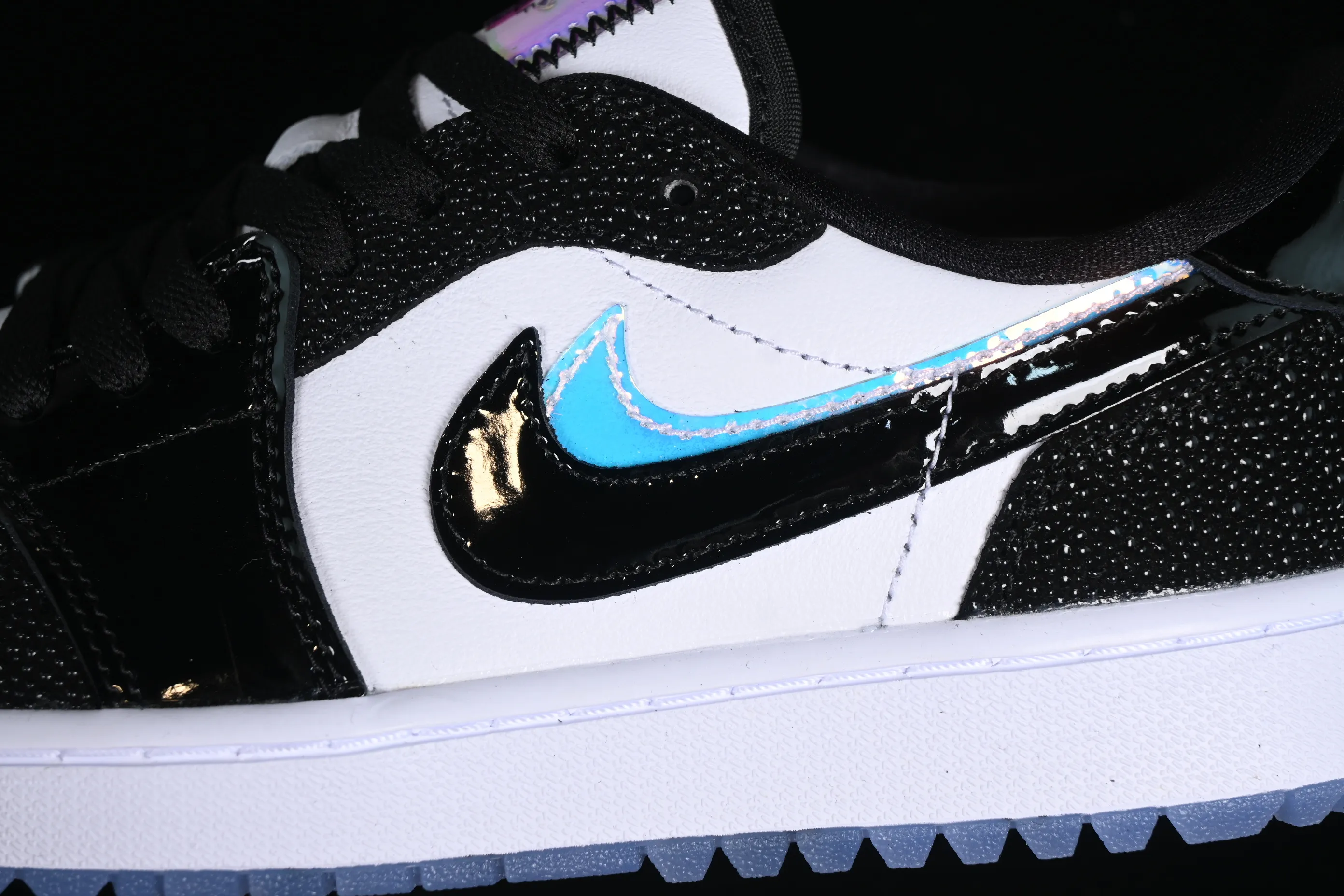 All categories Air Jordan Jordan series basketball shoes Air Jordan 1 Low G version pure original Air Jordan 1 Low Golf AJ1 Joe 1 new golf version laser patent leather black double hook FZ4159-100